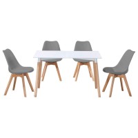 Best Master Mirage Modern 5Piece Solid Wood Dining Set in Gray