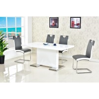 Best Master Bono 5Piece Modern Solid Wood Dining Set in Gray