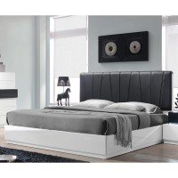 Best Master Ireland Poplar Wood Cal King Platform Bed In White/Black