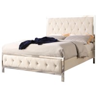 Best Master Emory Fabric Upholstered Tufted Queen Panel Bed in Beige