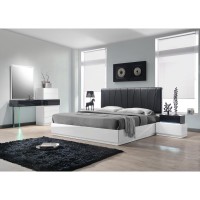 Best Master Ireland Poplar Wood East King Platform Bed in WhiteBlack