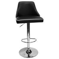 Aaron Presley Faux Leather Adjustable Swivel Bar Stool in Black Set of 2