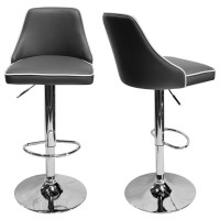 Aaron Presley Faux Leather Adjustable Swivel Bar Stool in Gray Set of 2