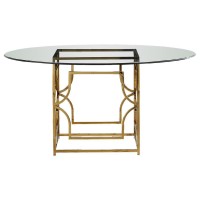 Best Master Alexis 54 Stainless Steel and Glass Round Dining Table in Gold