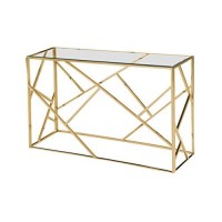 Best Master Morganna Stainless Steel Living Room Console Table in Gold