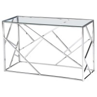 Best Master Morganna Stainless Steel Living Room Console Table in Silver