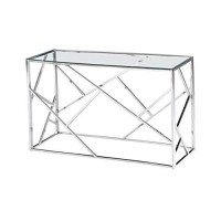 Best Master Morganna Stainless Steel Living Room Console Table in Silver