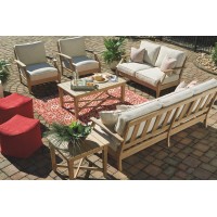 Signature Design By Ashley Clare View Coastal Outdoor Patio Eucalyptus Sofa With Cushions Beige