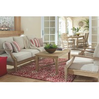 Signature Design By Ashley Clare View Coastal Outdoor Patio Eucalyptus Sofa With Cushions Beige