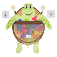 Nooni Care Bath Toy Organizer For Bathroom Storage And Nursery, Tubby Turtle Kids Bath Tub Toys Storage Mesh Basket