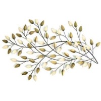 Homeroots Elegant Accent Brushed Gold Flowing Metal Leaves Decorative Wall Art Unique Hand Crafted Centerpiece Metal Wall Art D