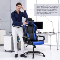 Bestoffice High-Back Gaming Chair Pc Office Chair Computer Racing Chair Pu Desk Task Chair Ergonomic Executive Swivel Rolling Chair With Lumbar Support For Back Pain Women, Men,Blue