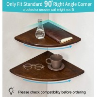 Corner Shelf 12Inch Walnut Solid Wood Floating Corner Shelf Wall Mount Round End Floating Speaker Shelf With Wire Hole Display S