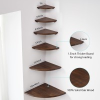 Corner Shelf 12Inch Walnut Solid Wood Floating Corner Shelf Wall Mount Round End Floating Speaker Shelf With Wire Hole Display S