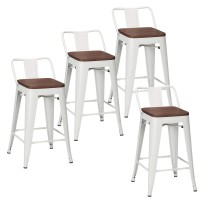 Changjie Furniture 24 Inch Bar Stools Counter Height Bar Stools Industrial Metal Barstools Set Of 4 For Home Kitchen (24 Inch, White)