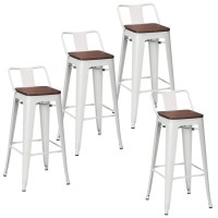 Changjie Furniture 30 Inch Bar Stools Bar Height Bar Stools Industrial Metal Barstools Set Of 4 For Home Kitchen (30 Inch, White)