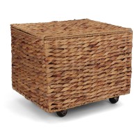 Seagrass Rolling File Cabinet - Home Filing Cabinet - Hanging File Organizer - Home And Office Wicker File Cabinet - Water Hyacinth Storage Basket For File Storage (Natural)