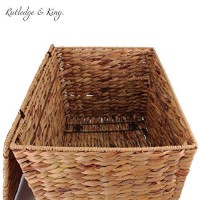 Seagrass Rolling File Cabinet - Home Filing Cabinet - Hanging File Organizer - Home And Office Wicker File Cabinet - Water Hyacinth Storage Basket For File Storage (Natural)