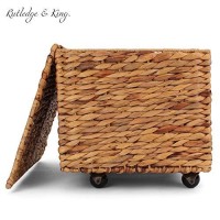 Seagrass Rolling File Cabinet - Home Filing Cabinet - Hanging File Organizer - Home And Office Wicker File Cabinet - Water Hyacinth Storage Basket For File Storage (Natural)