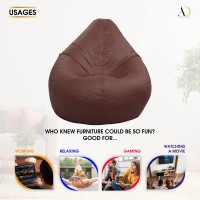 Ample Decor Bean Bag Cover (No Filling), Plush Toys Storage Soft Leatherette, Durable Construction Sturdy Zipper, Ideal For Children And Teenagers - Tan Brown