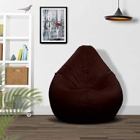 Ample Decor Bean Bag Cover (No Filling), Plush Toys Storage Soft Leatherette, Durable Construction Sturdy Zipper, Ideal For Children And Teenagers - Brown