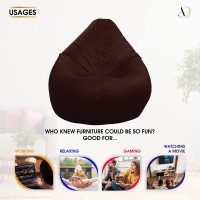 Ample Decor Bean Bag Cover (No Filling), Plush Toys Storage Soft Leatherette, Durable Construction Sturdy Zipper, Ideal For Children And Teenagers - Brown