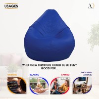 Ample Decor Bean Bag Cover (No Filling), Plush Toys Storage Soft Leatherette, Durable Construction Sturdy Zipper, Ideal For Children And Teenagers - Blue