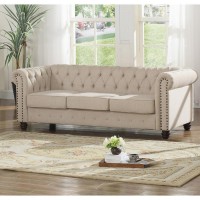 Best Master Venice 2Pc Fabric Upholstered Sofa Loveseat Set in Beige