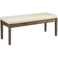 Acme Furniture Bench, Beige Linen & Salvage Brown