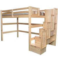 Scanica Staircase Twin Loft Bed With Storage Natural