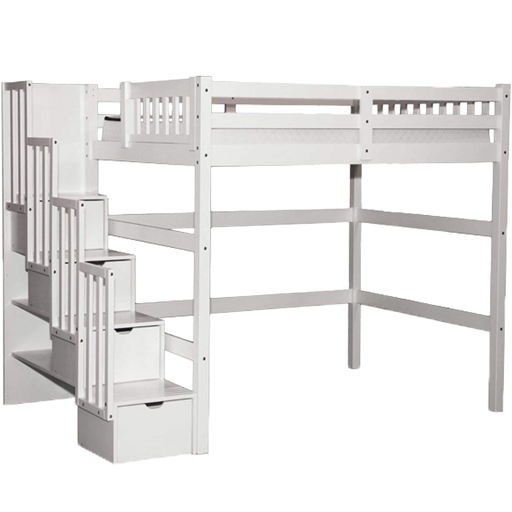 Scanica Staircase Twin Loft Bed With Storage White