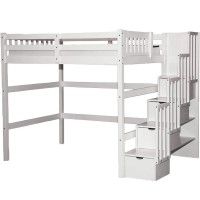 Scanica Staircase Twin Loft Bed With Storage White