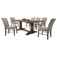 Best Master Ellen 7Piece Solid Wood Dining Set in Antique Natural Oak