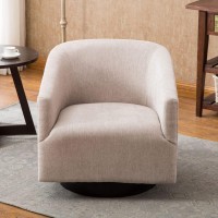 Comfort Pointe Geneva Beige Oatmeal Fabric Wooden Base Swivel Chair