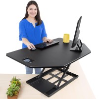 Stand Steady X-Elite Pro Corner Standing Desk | 40 Inch Corner Sit To Stand Desk Converter Ideal For Cubicles And L Shaped Desks! Easy Height-Adjustable And Fully Assembled!