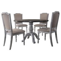 Best Master 5Piece Farmhouse Style Wood Dining Set in Weathered Gray