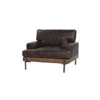 Benjara 39 Inch Wide Vegan Leather Accent Chair, Brown