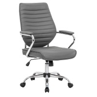 Leisuremod Winchester Mid-Century Executive Swivel & Tilt Leatherette Office Chair (Grey)