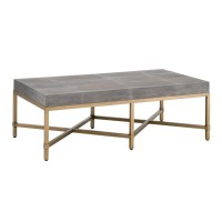 Benjara, Gray And Gold Benzara Rectangular Top Coffee Table With Metal Base