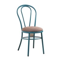 Benjara Benzara Metal Side Chairs With Padded Seat, Set Of Two, Blue
