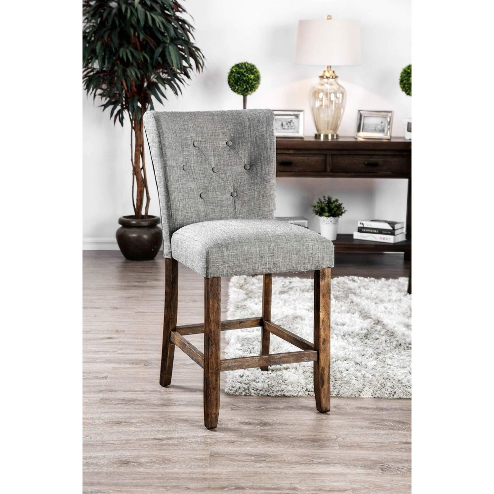 Benjara , Gray And Brown Wooden Counter Height Chair, Pack Of Two