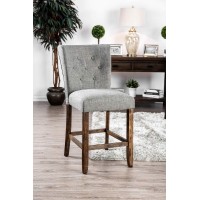 Benjara , Gray And Brown Wooden Counter Height Chair, Pack Of Two