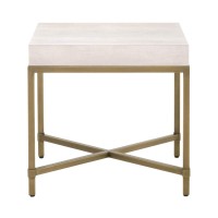 Benjara Benzara Elegant Side Table With Metal Base, White And Gold,