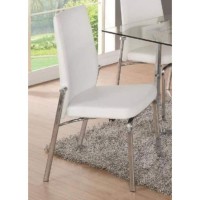 Benjara Benzara Metal Dining Chair With Soft Upholstery, Set Of Two, White And Silver