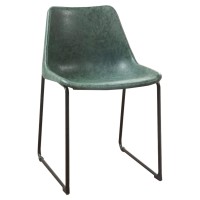 Benjara Benzara Metal Side Chairs With Stationary Seat, Set Of Two, Green And Black,
