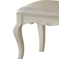 Benjara Wood Vanity Stool With Padded Seat, White, 22 In L X 16 In W X 18 In H