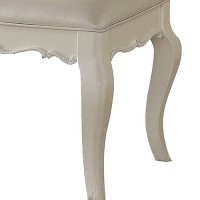 Benjara Wood Vanity Stool With Padded Seat, White, 22 In L X 16 In W X 18 In H