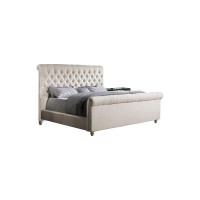 Best Master Furniture Jean-Carrie Upholstered Sleigh Bed King Beige