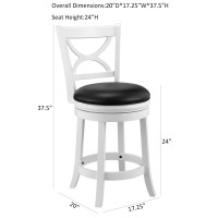 Ball & Cast Swivel Counter Height Barstool 24 Inch Seat Height White Set Of 1