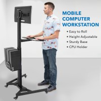 Mount-It! Computer Cart Mobile Desk Workstation With Monitor Mount For Screen Up To 32